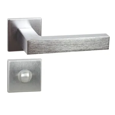 Produktbild von DOMINO Türgriff Drückergarnitur WC - Badezimmer Set | Vierkant-Rosette | Türbeschlag für Badezimmertüren | Set WC - Rosetten-Garnitur | Türklinke aus Znal | Bronze Türdrückergarnitur | YORK-QR M4