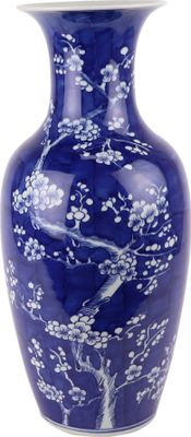 Fine Asianliving Chinesische Vase Porzellan Blau handbemalte Blüten D20xH44cm Dekorative Vase Blumenvase Orientalische Keramik Vase Dekoration Vase Moderne Tischdekoration Vase