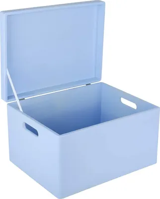 Produktbild von Creative Deco XXL Blau Große Holzkiste Aufbewahrungsbox Spielzeug | 40 x 30 x 24 cm (+/- 1cm) | Mit Deckel zum Dekorieren Aufbewahren | Mit Griff | Perfekt für Dokumente, Wertsachen und Werkzeuge