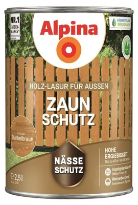 Produktbild von Alpina Zaun-Schutz Dunkelbraun 4 Liter Holz-Lasur für Außen