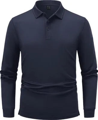 Productafbeelding van Herengolfshirt met lange mouwen, tactisch design, stijlvol, marineblauw, maat L