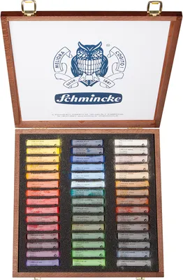 Produktbild von Schmincke Holzkasten 45 Stifte Mehrzweck Pastell Malkasten Pastellkreiden