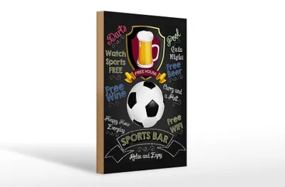 Produktbild von Holzschild  Sports Bar Dart Fussball, 30x20 cm, Holzschilder Spruch Sport Hobby