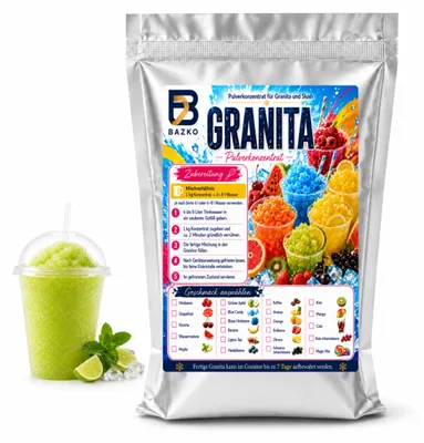 Produktbild von Bazko Slush Sirup 1kg Mojito Pulver Konzentrat für Eis Slush Maschine