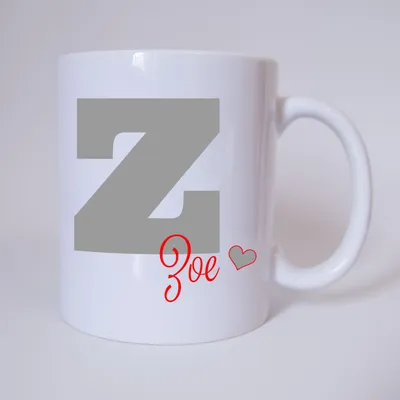 Produktbild von Namenstasse Buchstabe Z, individueller Name (Grau/Rot) / Tasse / Kaffeetasse / Kaffeebecher