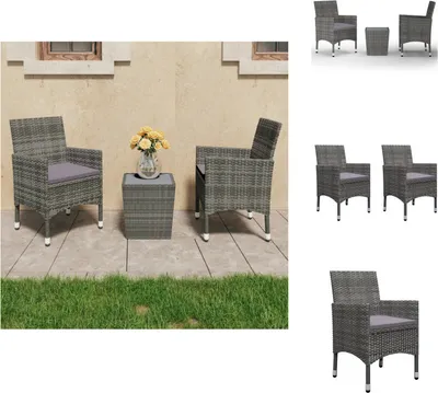 Produktbild von vidaXL 3-tlg. Bistro-Set Poly Rattan und Hartglas Grau -  Gartenmöbel-Sets