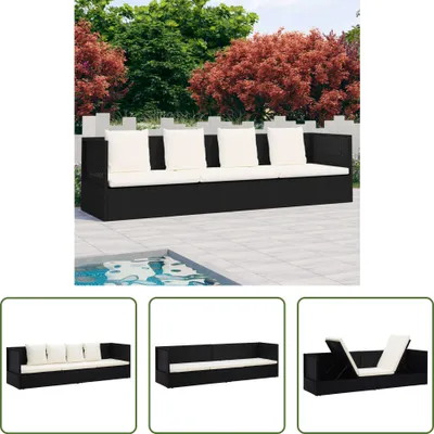 Produktbild von The Living Store Garten-Sofabett mit Kissen Poly Rattan Schwarz