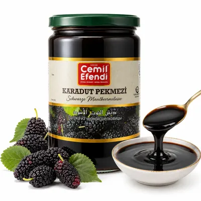 Produktbild von 800 g, Schwarze Maulbeermelasse aus Maulbeeren, KI-generiertes Bild