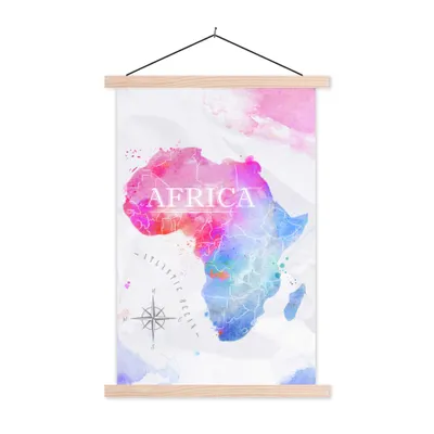 Obrázek produktu pro MuchoWow® Textilní plakát - Akvarel - Mapa světa - Afrika - 120x180cm - S hnědými lamelami