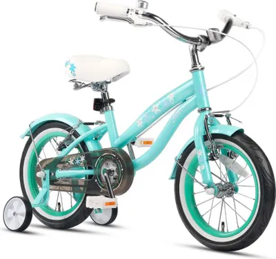 Obrázok produktu pre Glerc Freesia 12-palcový detský bicykel pre deti od 1 do 5 rokov, so stabilizátormi, zvončekom, zelený, ideálny pre malé dievčatá.