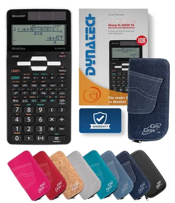 Produktbild von Sharp EL-W550TG Taschenrechner mit Schutztasche dunkelblau und Fachbuch