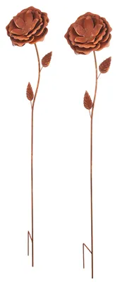 Produktbild von Kobolo Dekostecker Gartenstecker Gartendekoration RUSTY ROSE 2er Set - aus Metall - in Rostoptik - Stecker für Garten Beetstecker Außenbereich Outdoor