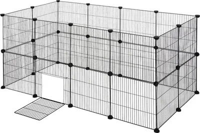 Zdjęcie produktu dla Happyment wybieg dla zwierząt Neri - bardzo wysoki wybieg dla zwierząt - regulowany - wybieg dla królików - wybieg dla kurczaków - wybieg dla szczeniąt - wybieg dla kotów - wybieg dla małych zwierząt - czarny - 142x71x71 cm