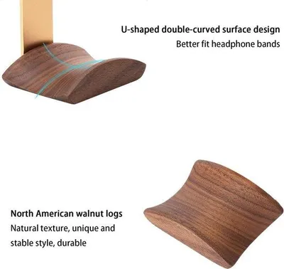 Immagine prodotto di Porta-cuffie senza base in legno di noce - Supporto elegante e robusto per cuffie di tutte le dimensioni