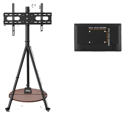 Immagine prodotto di Supporto per televisore, regolabile in altezza, compatibile con televisori da 40" a 75", colore nero