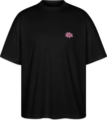 Produktbild von Spreadshirt Fröhliche Rosa Blume Mit Lächelndem Gesicht Oversize Uni T-Shirt, 3XL, Schwarz