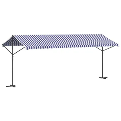 Produktbild von Freistehende Markise Blau und Weiß 600x300 cm Stoff und Stahl