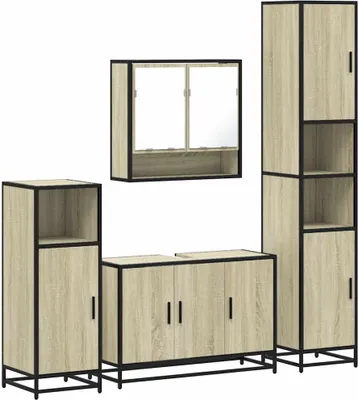Produktbild von 4-tlg. Badmöbel-Set Sonoma-Eiche Holzwerkstoff
