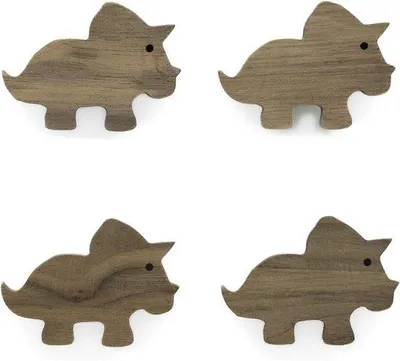 Produktbild von Dino-Handschuh-Box - Kinderzimmer-Accessoire - Handgefertigter Eichenholz - 7 x 5 x 3 cm - Gelb