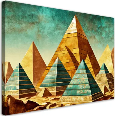 Produktbild von Leinwandbild Pyramiden Ägypten Abstraktion 60x40 Feeby Gold bild für die wand bereit zum aufhängen