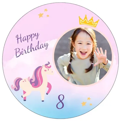 Produktbild von Tortenaufleger essbar individuell Geburtstag 20cm Fondant Einhorn Unicorn