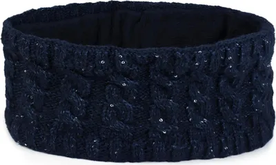 Produktbild von styleBREAKER Damen Strick Stirnband mit Zopfmuster und Pailletten, Fleece Futter, Haarband, Thermo Winter Headband 04026028
