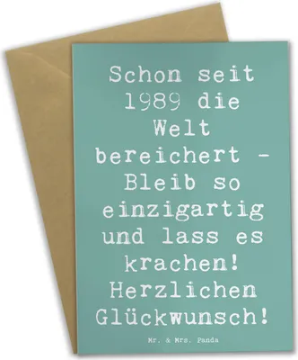 Produktbild von Mr. & Mrs. Panda Grußkarte Spruch 1989 Geburtstag - Meeresbrise - Geschenk, Geburtsjahr, dankeskarten, Happy Birthday, Alter, einladungskarten, osterkarte, Wertschätzung