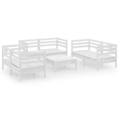 Produktbild von vidaXL 7-tlg. Garten-Lounge-Set Weiß Massivholz Kiefer