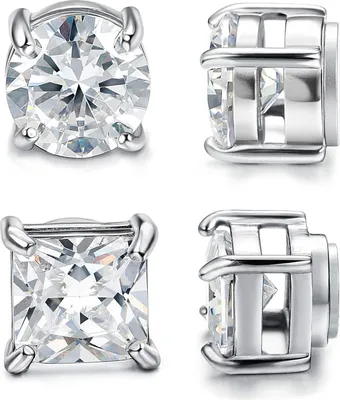 Produktbild von Milacolato 2 Pairs Edelstahl Magnetische Ohrstecker für Männer Frauen Nicht Piercing CZ Hypoallergen 4-10mm