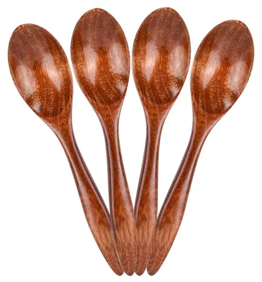 Holzlöffel-Set, 4 Stück, 14,5 x 3 cm, Nanmu-Holz, natürlich