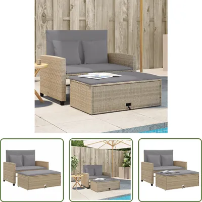 Produktbild von The Living Store Gartensofa mit Kissen 2-Sitzer Beige Poly Rattan