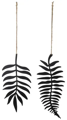 Produktbild von Wetterfeste Gartendeko Hängedeko Blätter Schwarz Metall 2er Set 20x2x29 cm 90 cm Stab