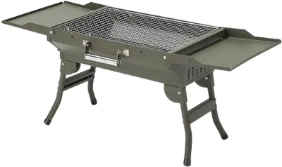 Produktbild von Faltbarer Holzkohlegrill 82 x 31 cm für 3-8 Personen – tragbarer BBQ-Grill, stabiler Holzkohlegrill für Garten, Picknick, Strand und draußen – kompakt