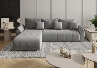 Obrázek produktu pro Rozkládací sedací souprava SERENITA 1 - ocelová šedá, levý roh