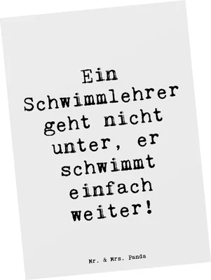 Produktbild von Mr. & Mrs. Panda bildkarte Spruch Schwimmlehrer Motivation - Weiß - Geschenk, Wasser, Beruf, Grußkarte, Kunstkarten, geht nicht unter, Arbeit, Postkarten, Postkarte