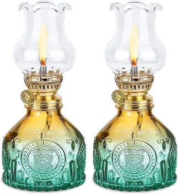 Immagine prodotto di Lampada a petrolio vintage, 2 lampade a olio in vetro, lampada a olio, lampade a olio, lanterna a petrolio, lampade a olio in vetro, lampada a petrolio per esterni