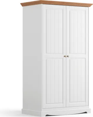 Produktbild von Kleiderschrank Schlafzimmer, Massivholz in weiß mit Eiche Optik BORMIO-163