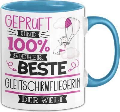 Produktbild von Gleitschirmfliegerin Geschenk Becher Tasse Gott Schuf Alle Menschen Gleich Nur Die Besten Durfeten Gleitschirmfliegerin Werden Geschenkidee Lustig (Blau)