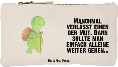 Produktbild von Mr. & Mrs. Panda Etui Schildkröte Wanderer Größe S Klein - Weiß - Geschenk, Pouch, Motivation, Mäppchen, Schildkröten, Schlampermäppchen, Stoffbeutel, Federtasche, Mut