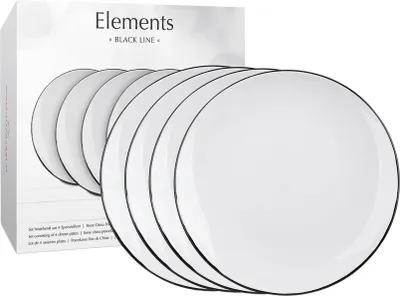 Produktbild von WAECHTERSBACH 4er Teller Ø 27 cm im GK / Elements - Black Line / Speiseteller