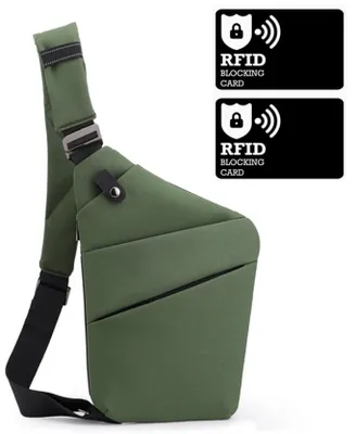 Productafbeelding van Borsttas - inclusief 2 RFID/NFC-blokkeerkaarten - 32x20x2 cm - Schoudertas (voor links) - Universeel - geschikt voor reizen en fietsen