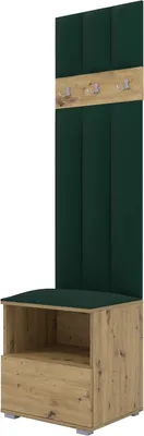 Produktbild von Garderoben-Set Nela IV LUX, gepolsterte Garderobe 50 cm mit Sitzbank, Wandpaneelen und Stauraum (Farbe: Artisan Eiche + Trinity 28)