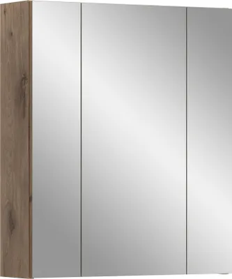 Produktbild von Badezimmerspiegelschrank >Ice< in Nox Oak / Schwarz - 60x70x18cm (BxHxT)