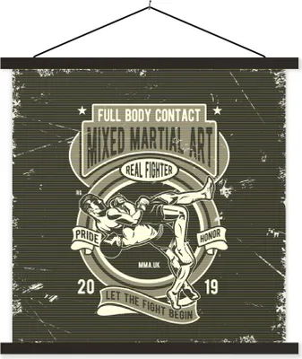 Produktbild von MuchoWow® Textilposter Mancave - Kampfsport - Sport - Vintage 120x120 cm mit schwarzem Rahmen - Aufhängungsset