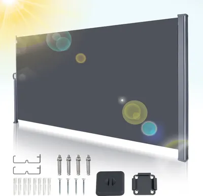 Produktbild von Jopassy Seitenmarkise Ausziehbar Balkon Anthrazit Sonnenschutz Vollkassette Sichtschutz grau 180*300cm