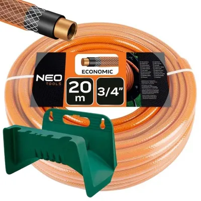 Produktbild von NEO TOOLS Garden Gartenschlauch 3/4 Zoll 20m Set 4-lagig Bewässerungsschlauch mit Wandhalter Kunststoff Gelb Schwarz