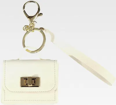 Produktbild von Miniatur Headset Tasche Schlüsselanhänger Kleingeldbeutel Münzbeutel Anhänger mit Schlüsselring aus Kunstleder für Damen Handtasche Dekor (Weiß)