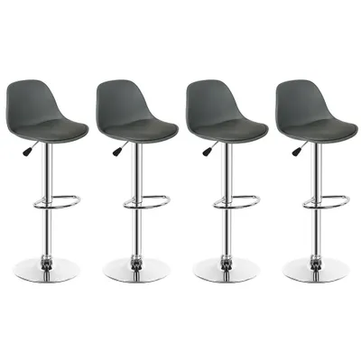 Produktbild von Barhocker Barstuhl 4er-Set höhenverstellbar Bistrohocker drehbar mit Rückenlehne und Fußstütze Dunkelgrau