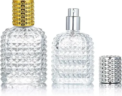 Produktbild von Mini-Parfümflakons – 2 Stück – 50 ml – Nachfüllbarer Parfümzerstäuber – Leere Sprühflasche – Nachfüllbarer Reisezerstäuber für Parfüm – Gold/Silber