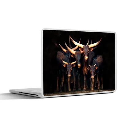 Produktbild von MuchoWow® Laptop Aufkleber Sticker Cover Kuh - Watussie - Stier - Schwarz 30x22 cm - Laptop-Sticker